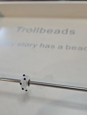 Trollbeads White Glass Bead with Black Raised Dots